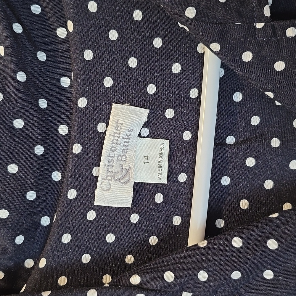 Christopher & Banks Black White Spotted V-Neck Maxi Dress - Picture 2 of 3
